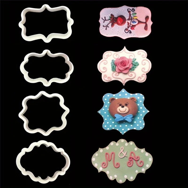 Vintage Plaque Frame Cookie Cutters – 2 Sets Fondant Molds Cookie Cutter Set Babs