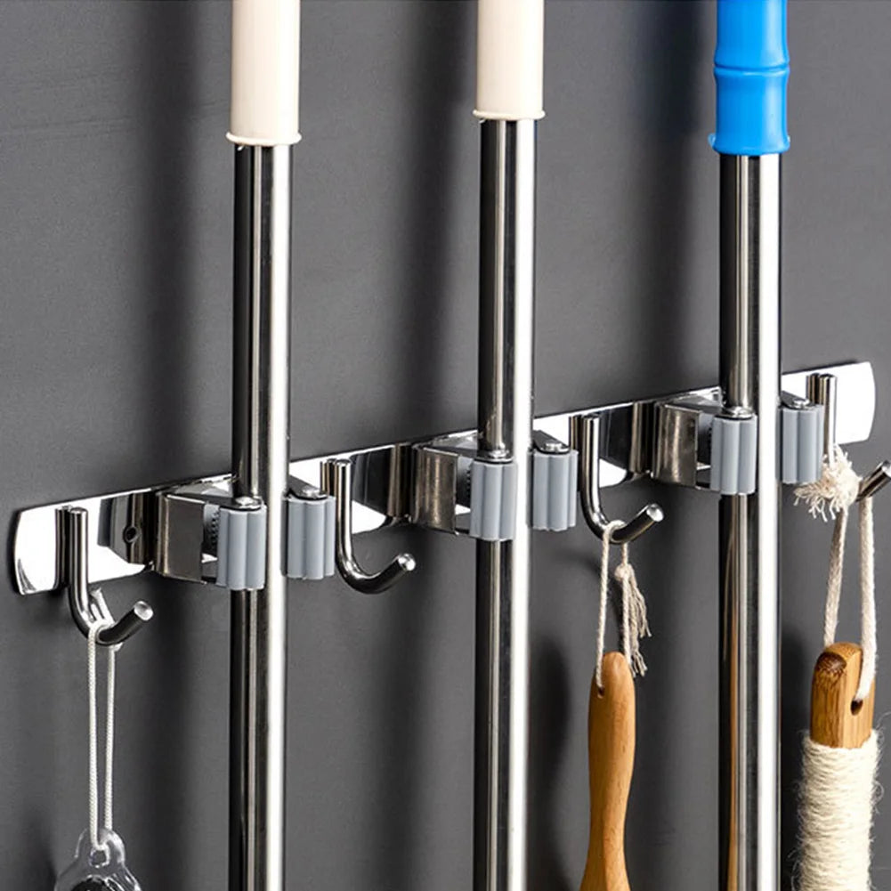 304 Stainless Steel Wall Mount Mop & Broom Holder Rack Wall Mount Tool Rack Babs