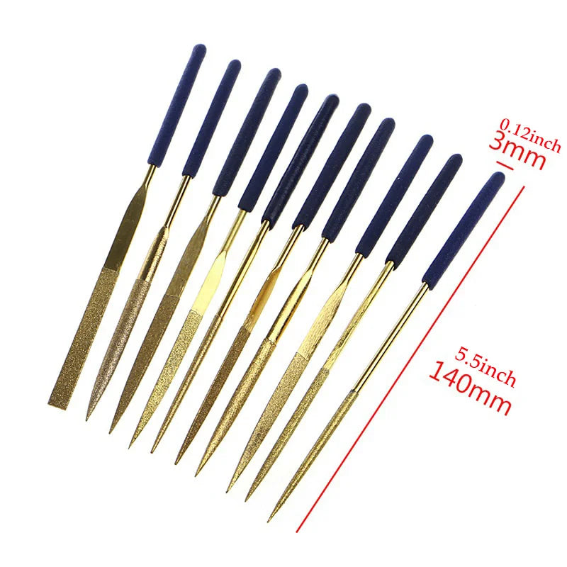 10Pcs Diamond Needle File Set – Titanium Coating Metal Craft Needle File Set Babs