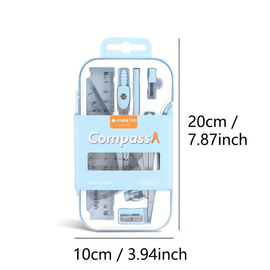9-Piece Student Drawing Tool Set – Compass, Ruler & Protractor Geometry Drawing Set Babs