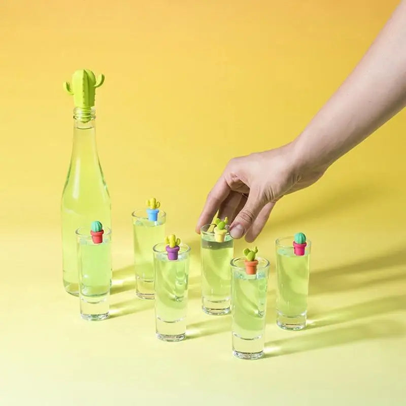 Cactus Silicone Wine Bottle Stopper & Glass Label Marker Wine Bottle Stopper Babs