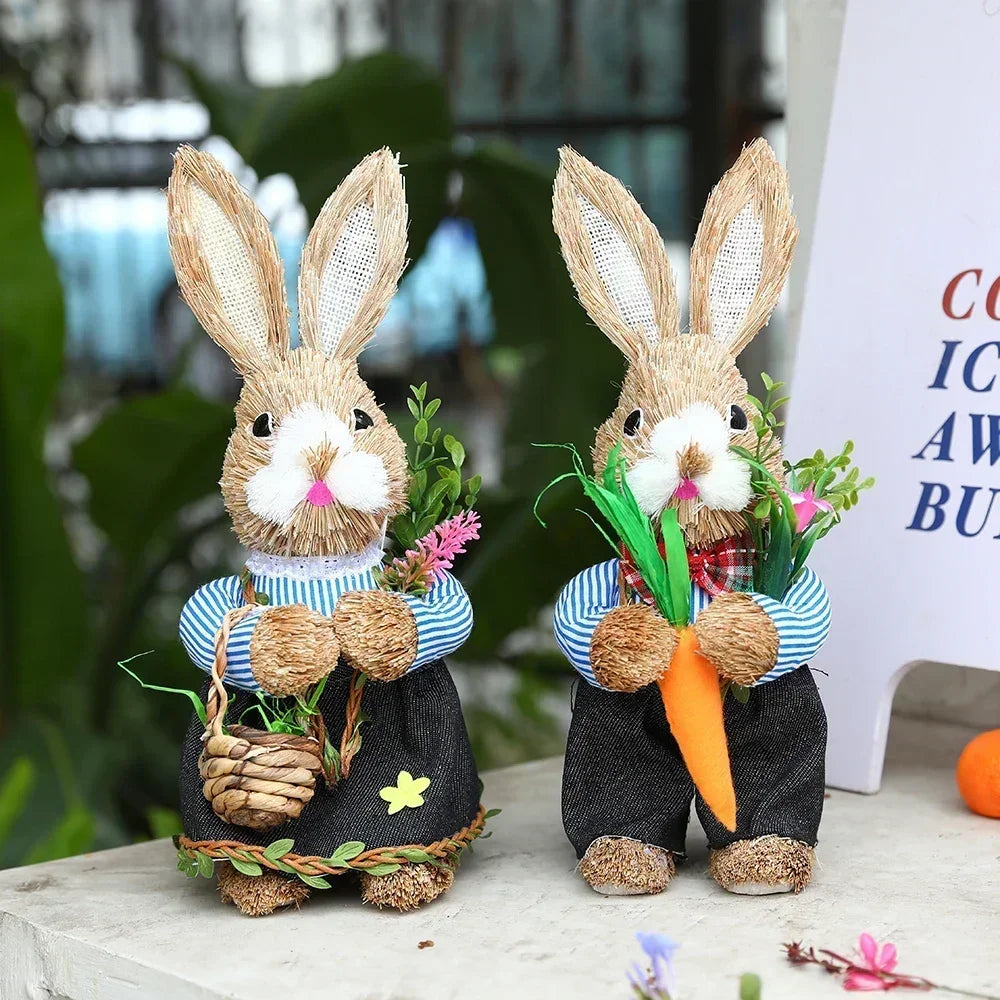 Easter Straw Bunny Decor 35cm – Rustic Handmade Decoration Easter Bunny Decor Babs