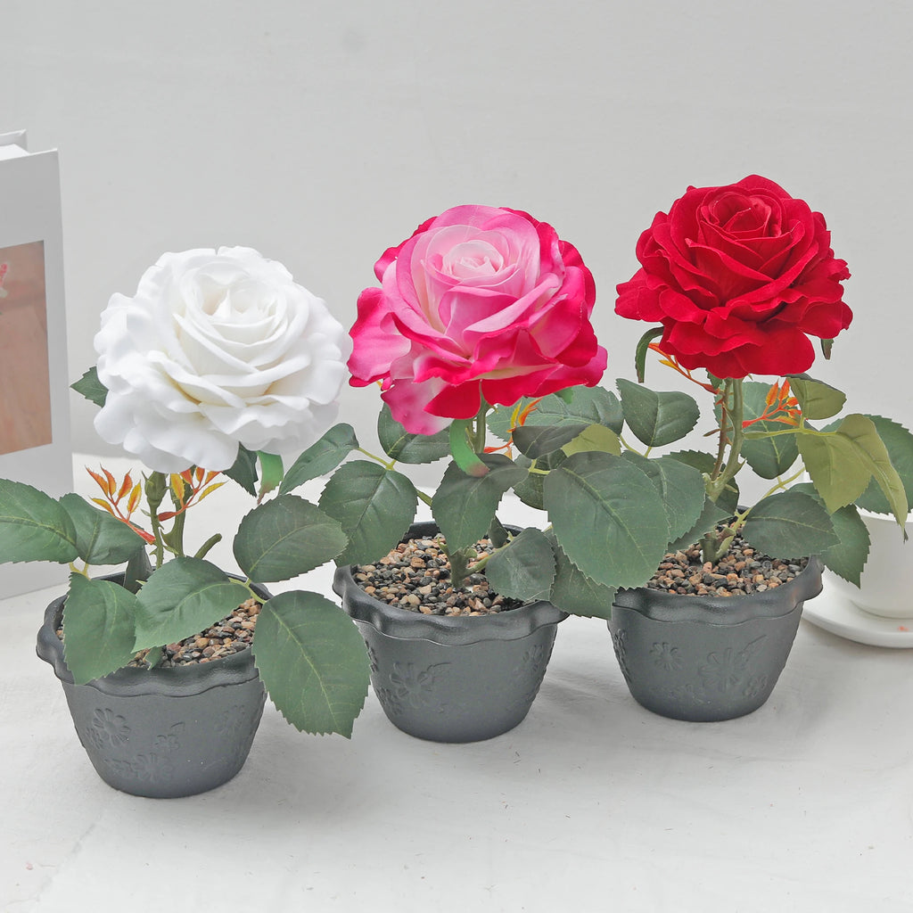 Silk Rose Bonsai Artificial Flower Potted Plant | Wedding & Home Décor Artificial Flower Bonsai Babs
