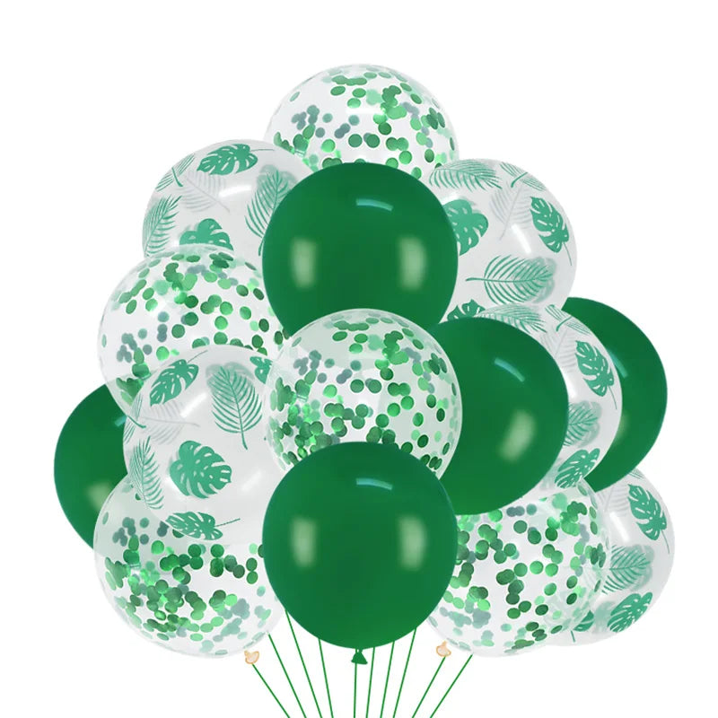 Jungle Safari Party Balloons – Green Latex & Foil Palm Leaf Set Party Balloon Set Babs