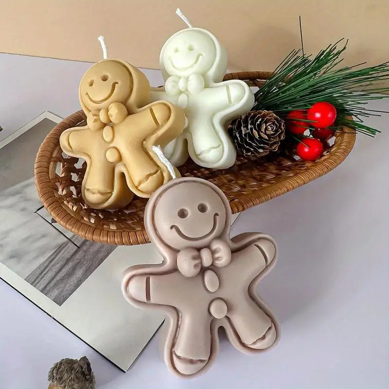 2pcs Gingerbread Man Silicone Mold | Christmas Candle Making Candle Making Mold Babs