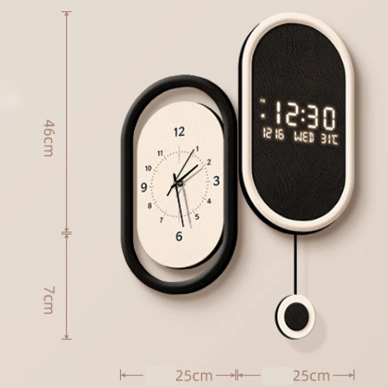 Nordic Minimalist Luminous Wall Clock – Crystal Porcelain 10" Decorative Wall Clock Babs Black A-Plug in