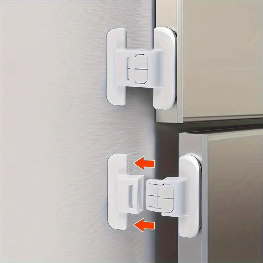 4-Pack No-Drill Refrigerator Door Safety Lock – Double Buckle Fridge Safety Lock Babs 2pcs
