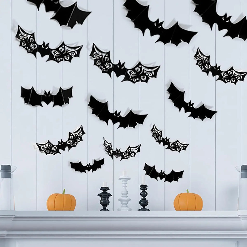3D Hollow-Out Bat Wall Stickers – Halloween Decor Decals Halloween Wall Stickers Babs