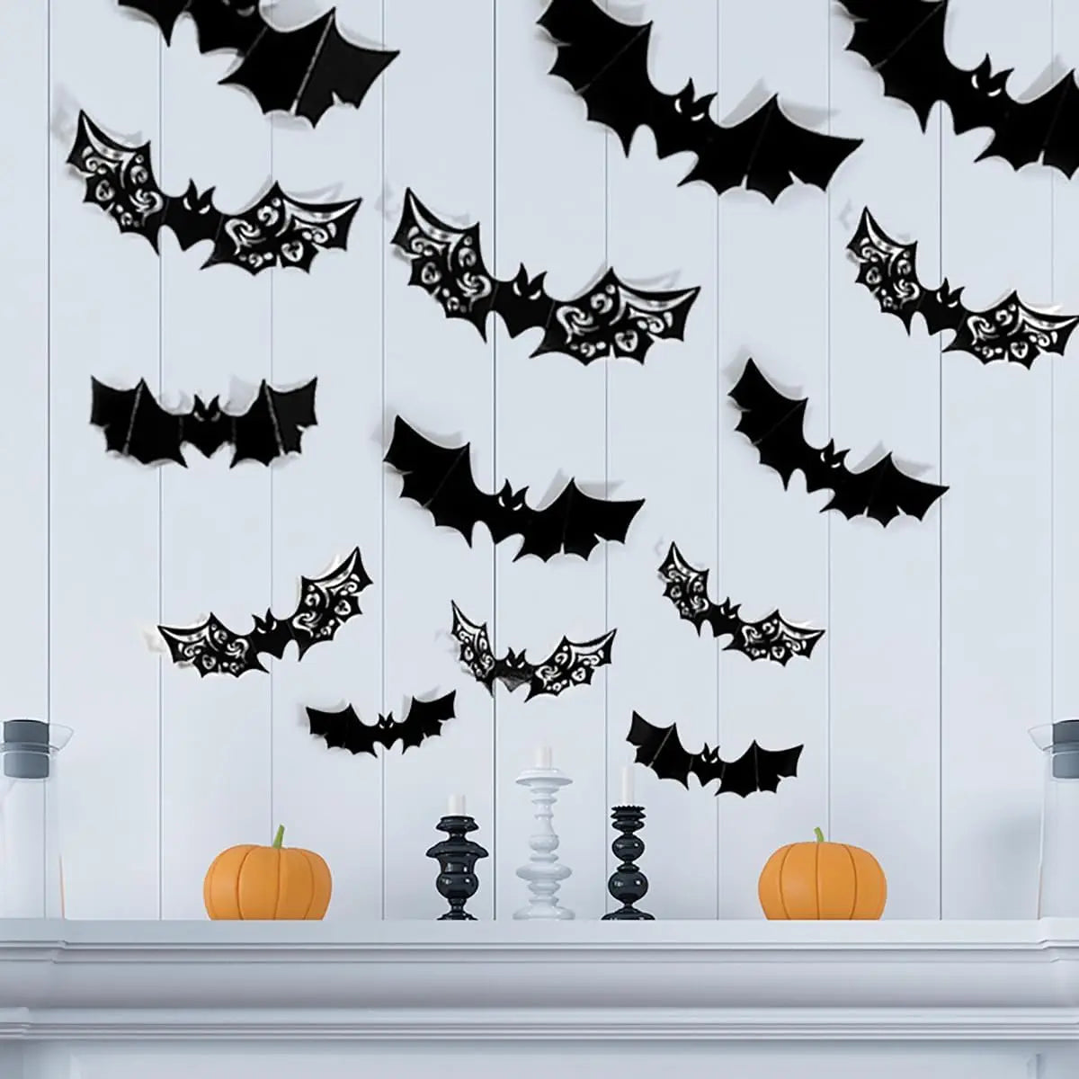 3D Hollow-Out Bat Wall Stickers – Halloween Decor Decals Halloween Wall Stickers Babs
