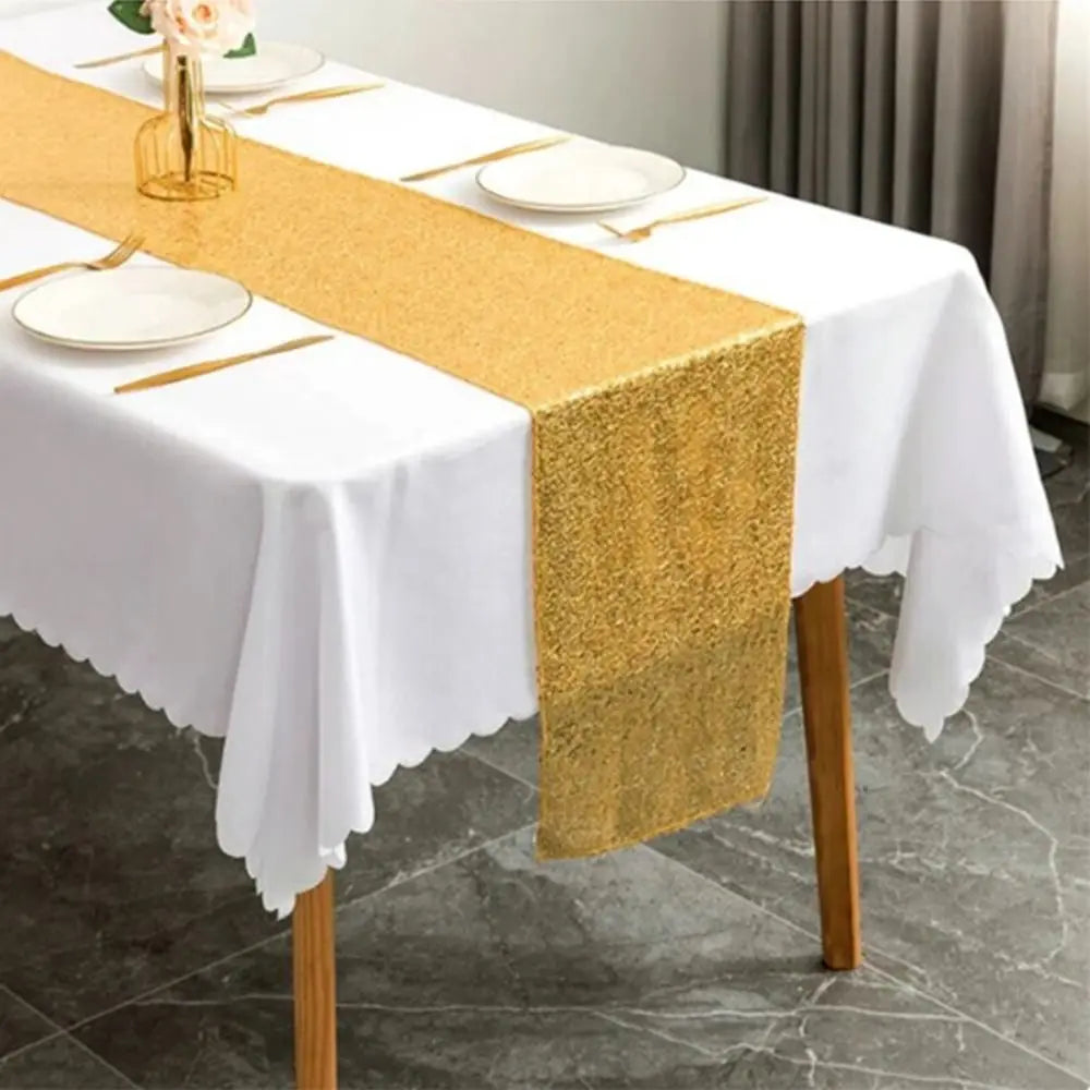 Glitter Sequin Table Runner 30x180/220cm – Banquet Decor Sequin Table Runner Babs gold-30x220cm