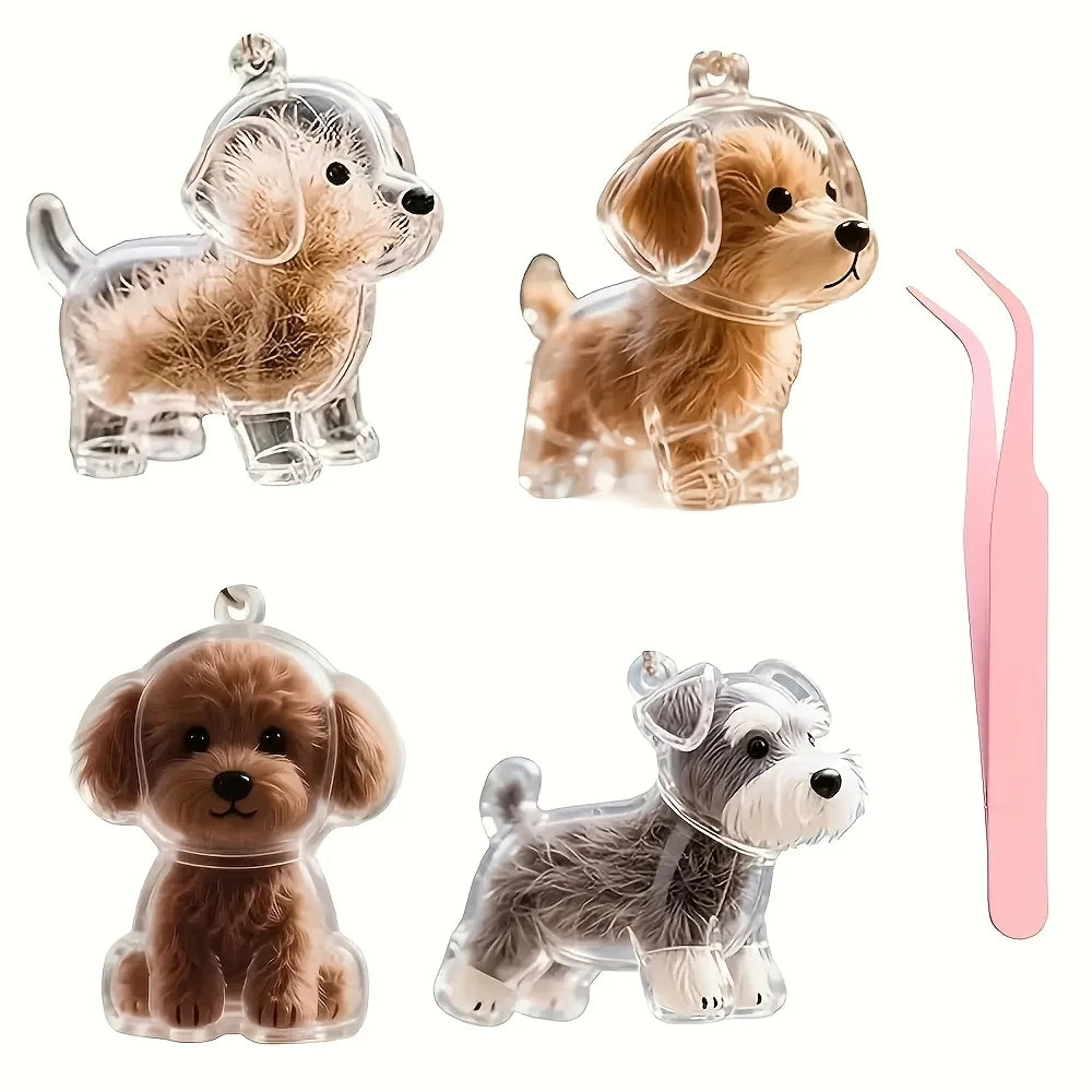 Dog Hair Keychains Set of 2 with Tweezer – Pet Keepsake Pet Keepsake Keychain Babs