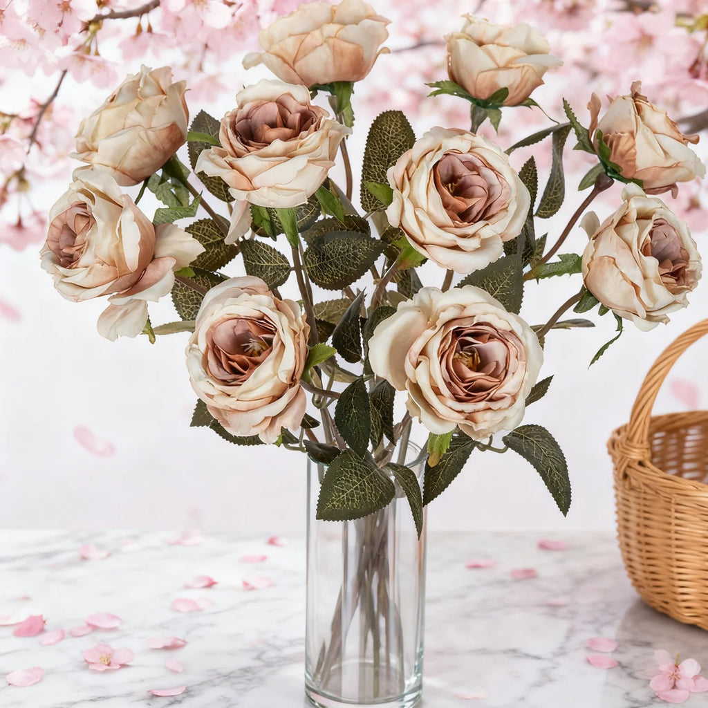 TTCY Silk Rose Artificial Flowers Bouquet – Wedding & Home Decor Artificial Silk Flowers Babs