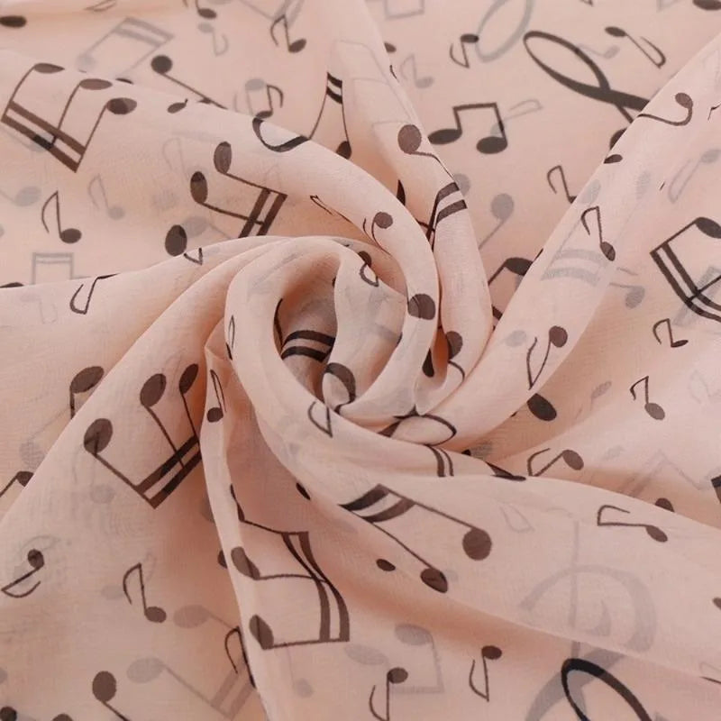 Women's Musical Note Chiffon Neck Scarf – Elastic & Lightweight Chiffon Neck Scarf Babs