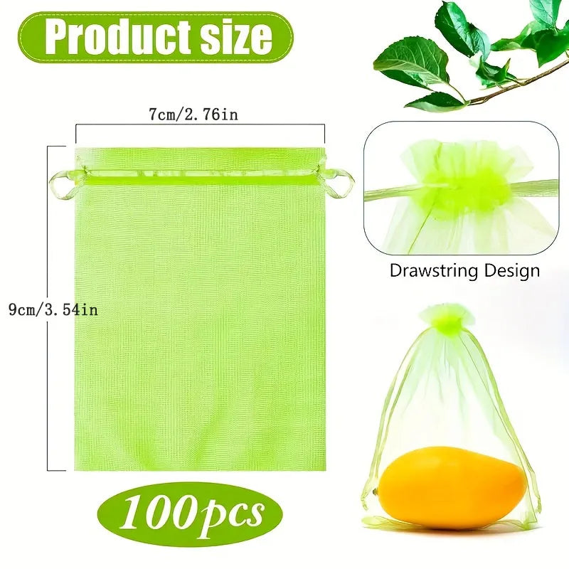 100Pcs Organza Fruit Protection Bags with Zipper | Garden Mesh Fruit Protection Bags Babs 2.76x3.54in(7x9cm)