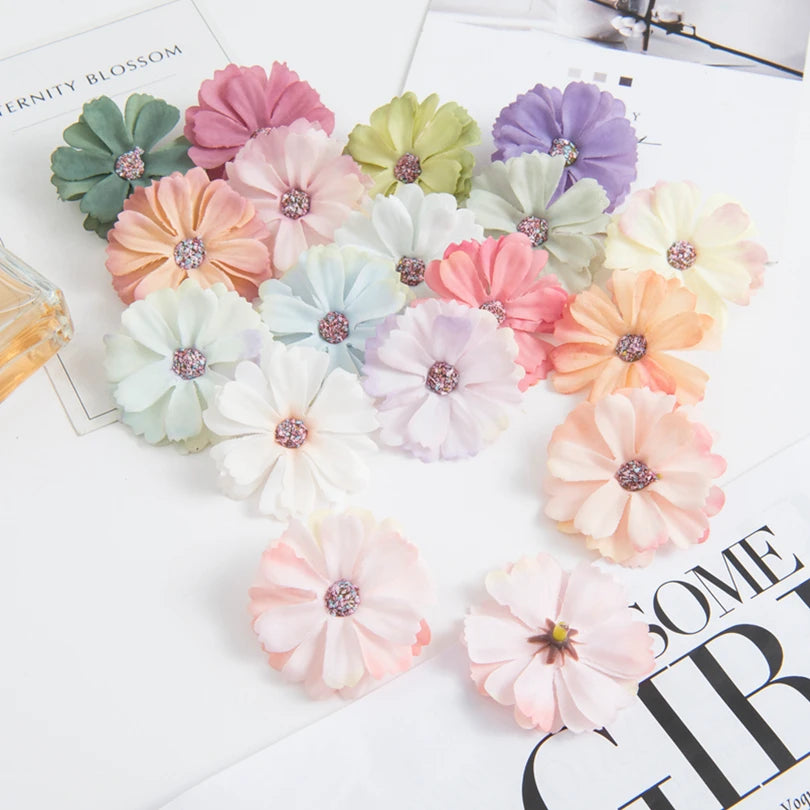 50/100pcs Silk Daisy Heads – Wedding & Home Décor Flowers Artificial Flower Heads Babs