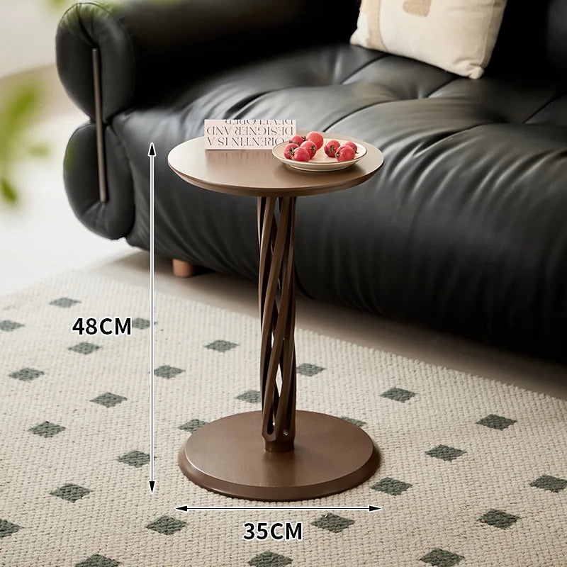 Modern Round Wooden Side Table – Minimalist Bedside Coffee Table Wooden Side Table Babs Brown