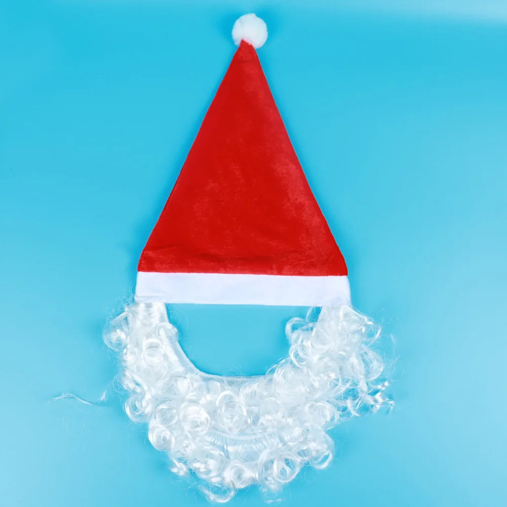 Adults Santa Hat with Beard – Xmas Costume for Men & Women Christmas Costume Hat Babs