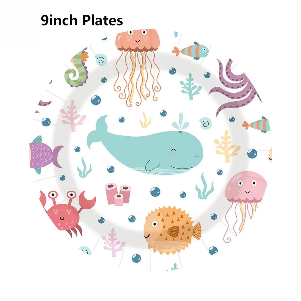 Under the Sea Party Tableware – Shark Paper Plates & Cups Party Tableware Set Babs C-2 10pcs