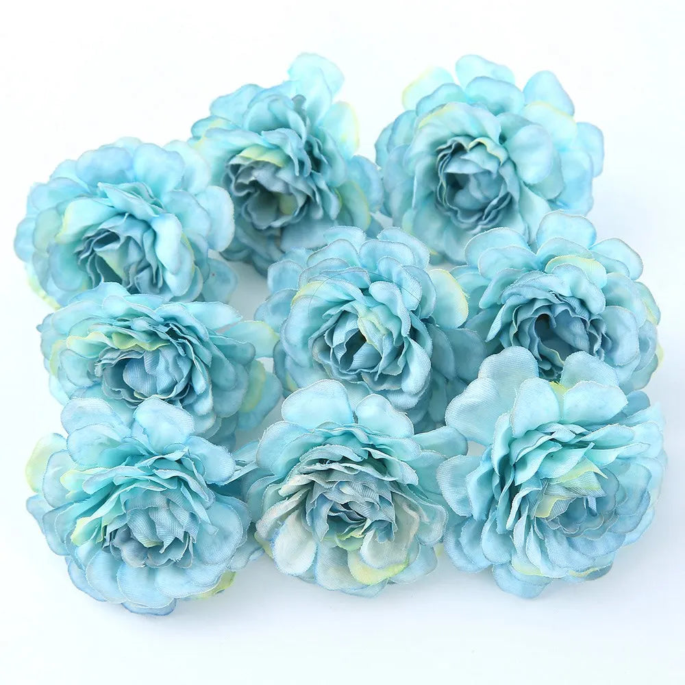 Silk Rose Artificial Flower Heads – Wedding & Home Décor Artificial Silk Flowers Babs Blue 20Pcs