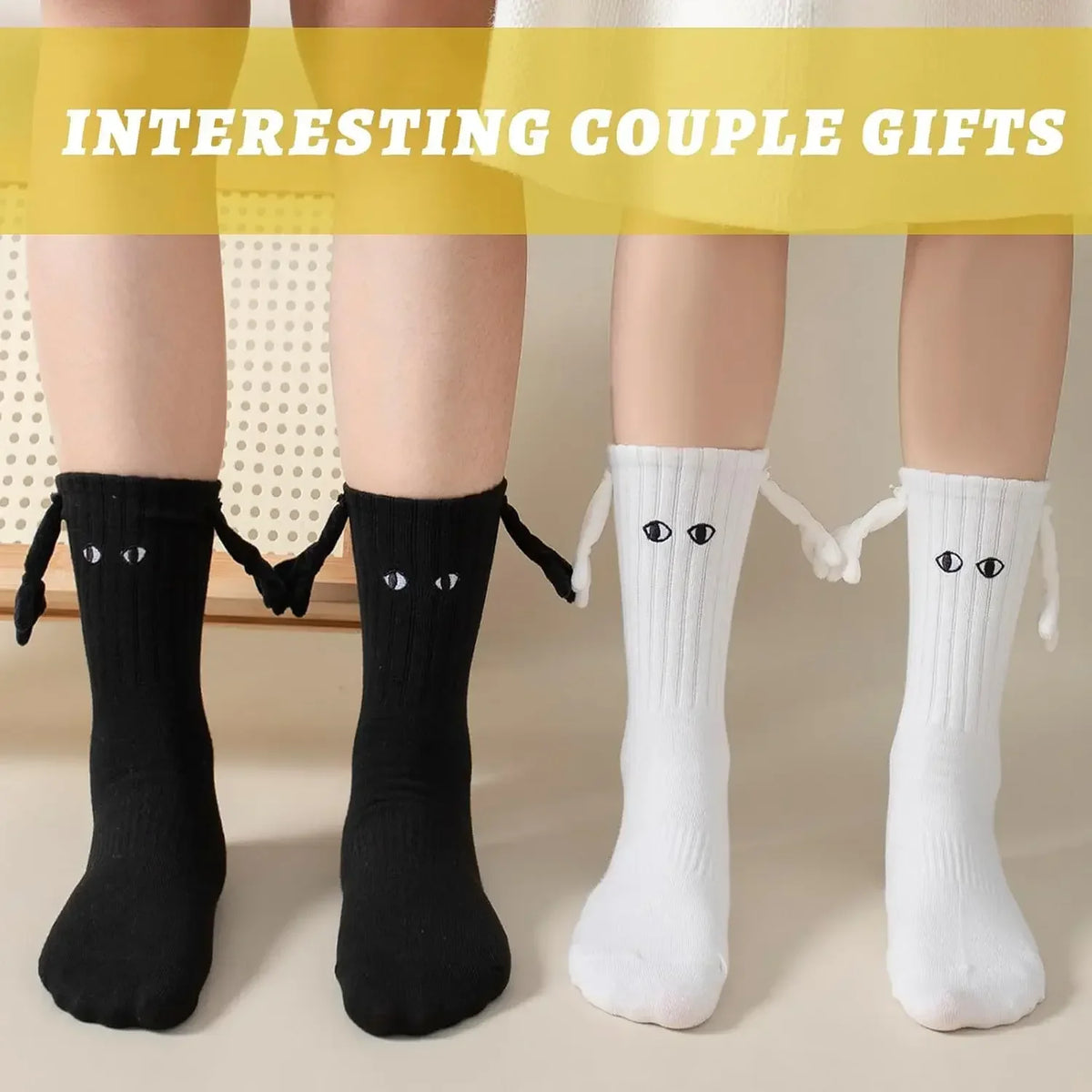 Magnetic Couple Socks – Cartoon Big Eyes Mid-Tube Knit Stockings Novelty Knit Socks Babs
