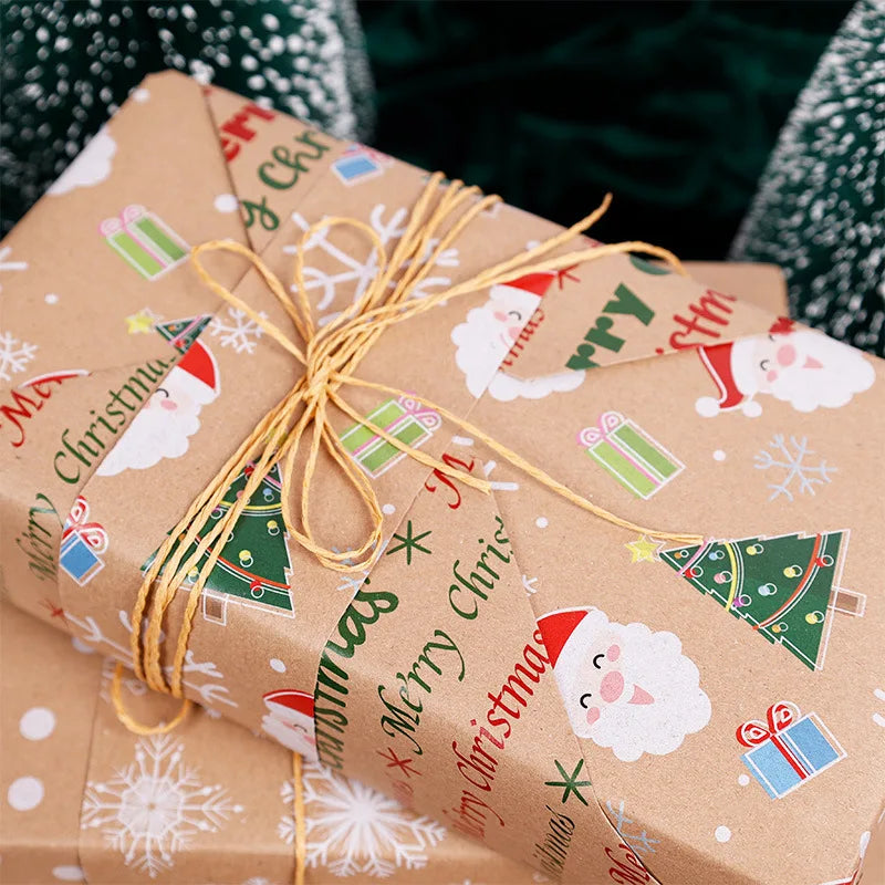 Kraft Vintage Christmas Wrapping Paper Roll – Holiday Gift Wrap Christmas Wrapping Paper Babs