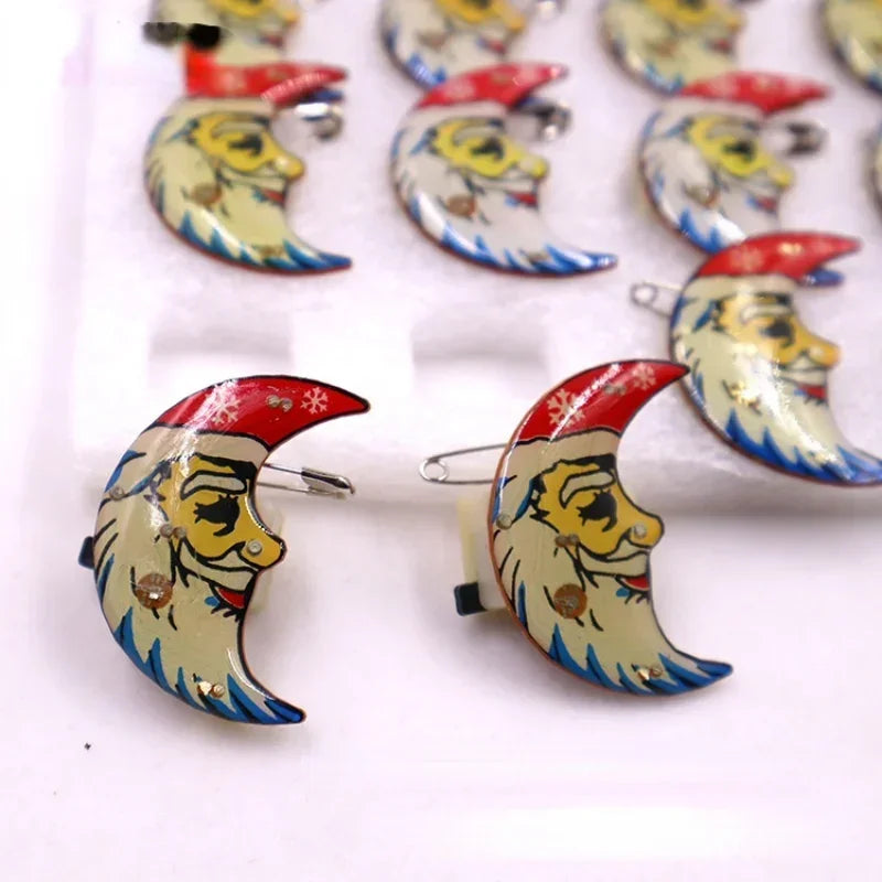 50pcs Flashing Christmas Brooch Badges – Santa & Moon LED Pins LED Party Brooches Babs