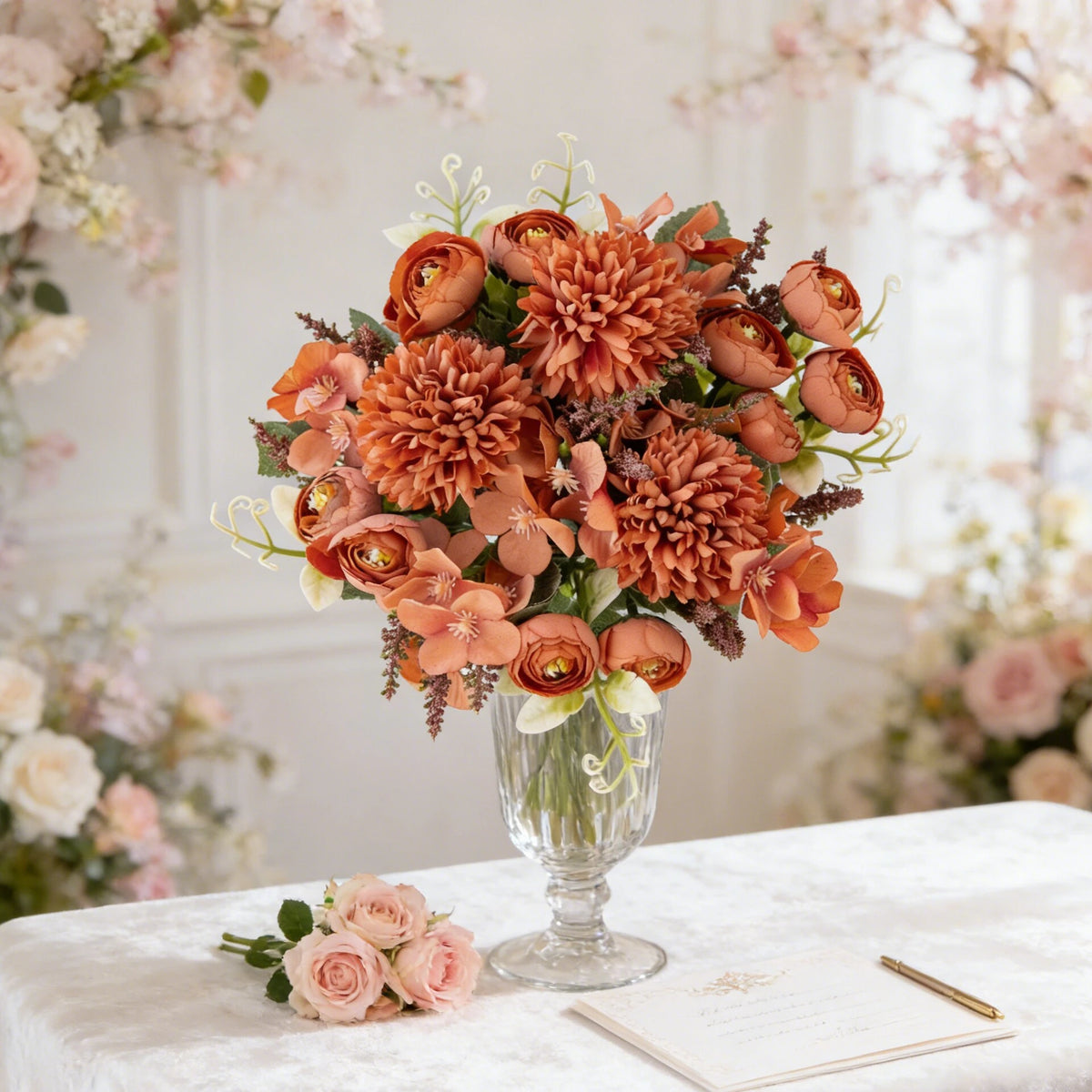 Artificial Silk Hydrangea & Rose Bouquet – Wedding Home Decor Artificial Flower Bouquet Babs