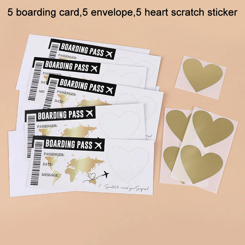 Boarding Pass Scratch Off Game Card Set with Envelope – Gift Scratch Off Game Card Babs