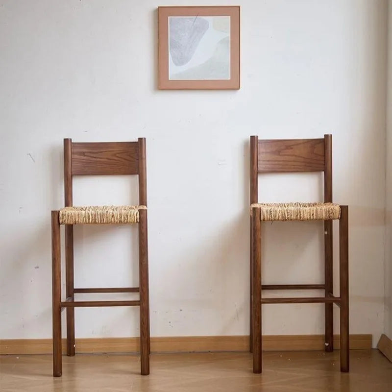 Wooden Braided Rope Barstool | Nordic Luxury Bar Chair Barstool Babs