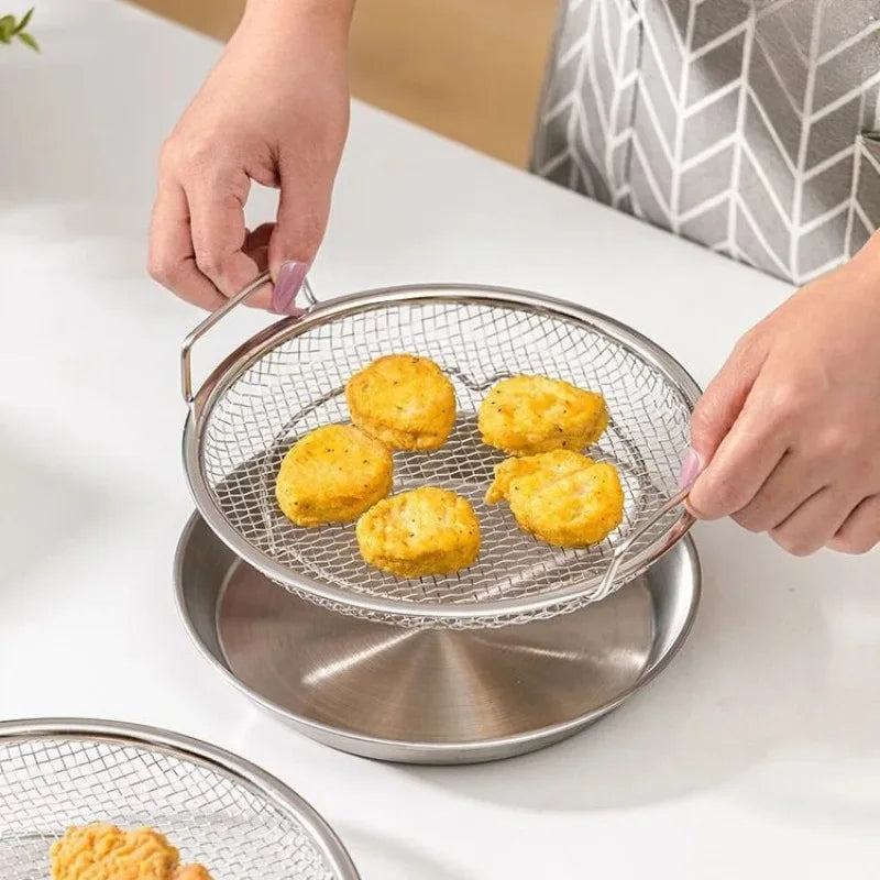 304 Stainless Steel Frying Strainer & Oil Filter Colander Kitchen Strainer Colander Babs
