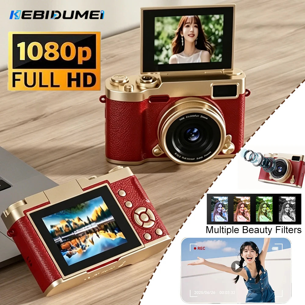 KEBIDUMEI 48MP CCD Digital Camera 1080P HD Flip Screen 16X Zoom Digital Camera Babs