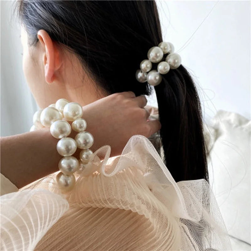 Pearl Scrunchie Hair Tie – Korean Style Ponytail Holder Pearl Hair Scrunchie Babs