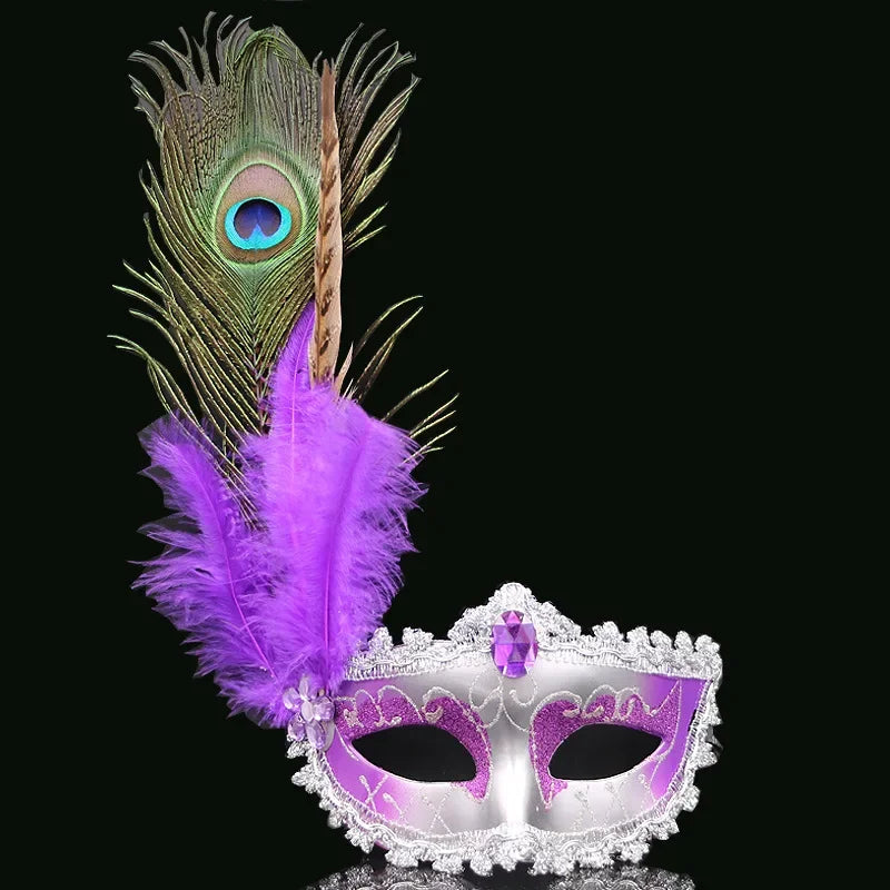 12pc Peacock Feather Lace Masquerade Masks – Venetian Party Set Masquerade Party Masks Babs