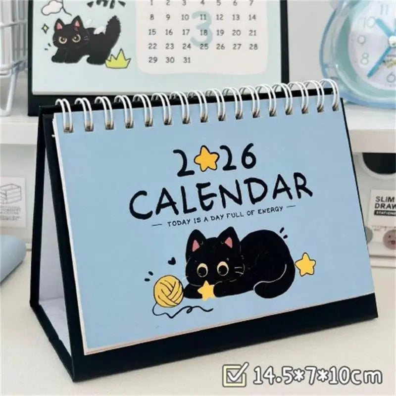 2026 Cute Cat Mini Desk Calendar – Desktop Decor Ornament Mini Desk Calendar Babs Blue