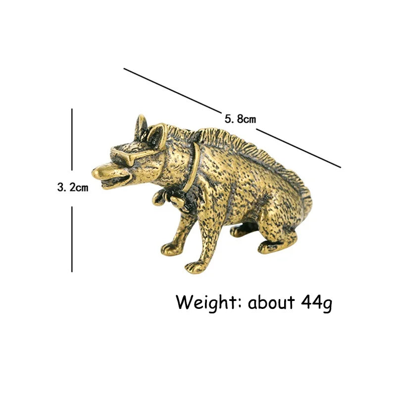 Brass Hyena Figurine – Vintage Desktop Miniature Statue Brass Figurine Babs