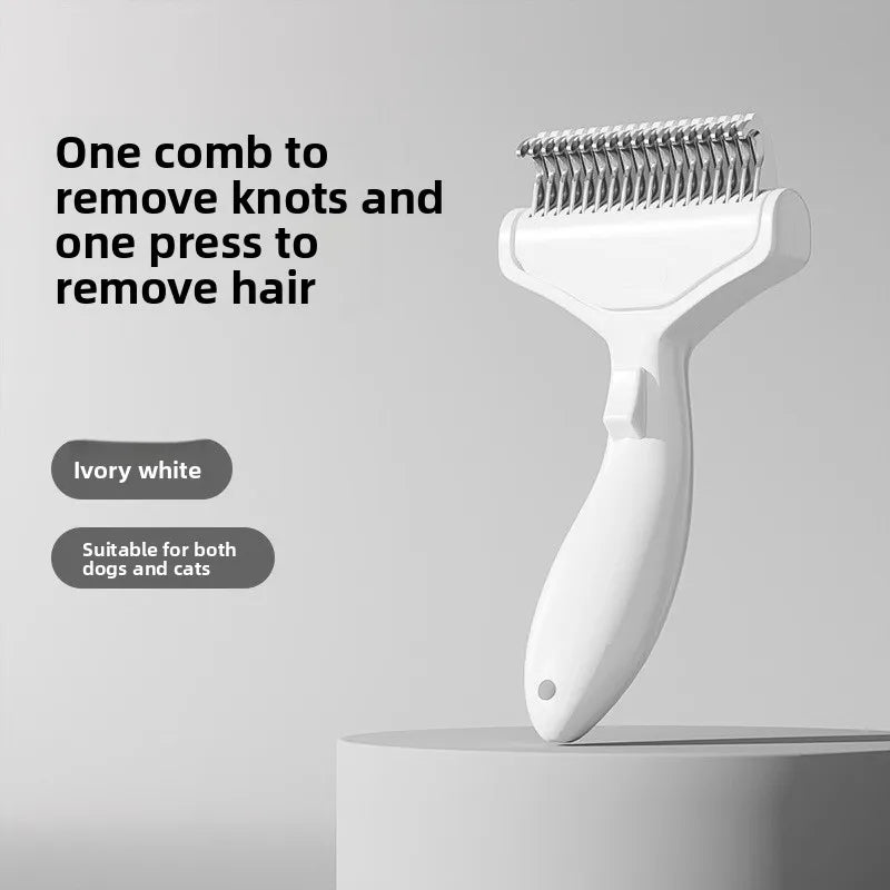 Pet Deshedding Brush – Stainless Steel Cat & Dog Grooming Pet Grooming Brush Babs WHITE