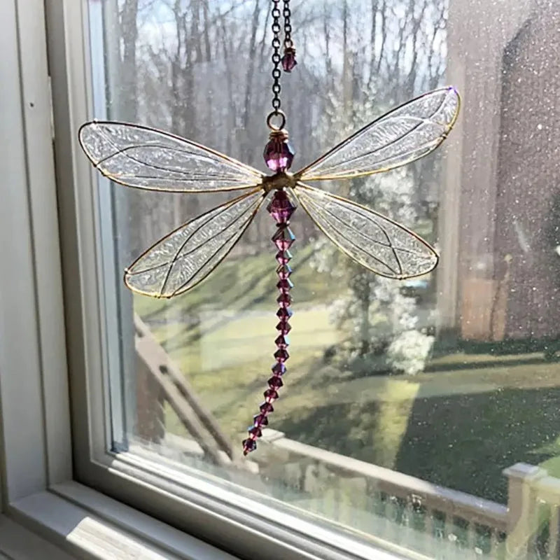 Crystal Dragonfly Wind Chime Sun Catcher – Garden & Window Decor Wind Chime Ornament Babs