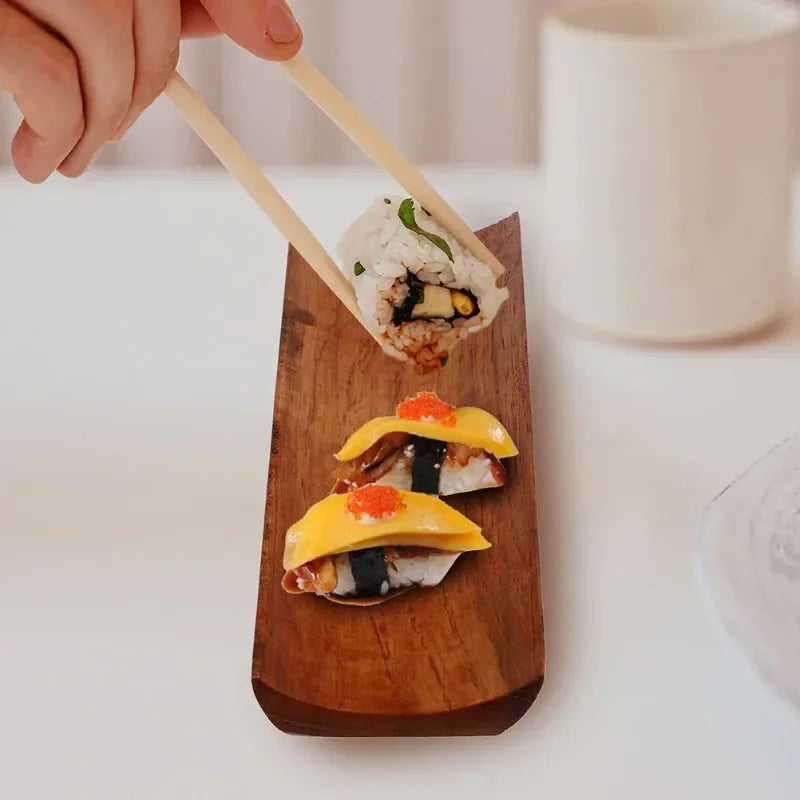 2PCS Wooden Sushi Serving Platters – Japanese Sashimi Board Set Wooden Serving Platter Babs