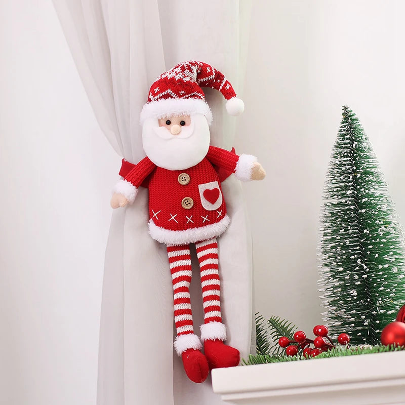 Christmas Santa & Snowman Curtain Buckle Ornament Decoration Christmas Curtain Ornament Babs Santa Claus