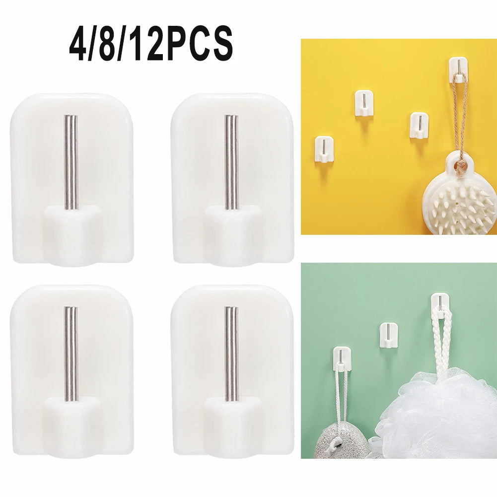 Self-Adhesive Curtain Rod Hooks – No-Drill, 4/8/12pc Set Curtain Rod Hooks Babs