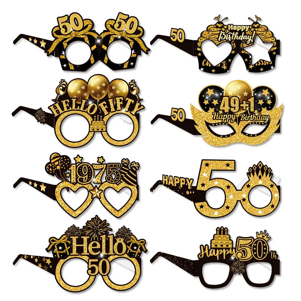 50th Birthday Party Tableware Set – Black & Gold Disposable Party Tableware Babs paper glasses