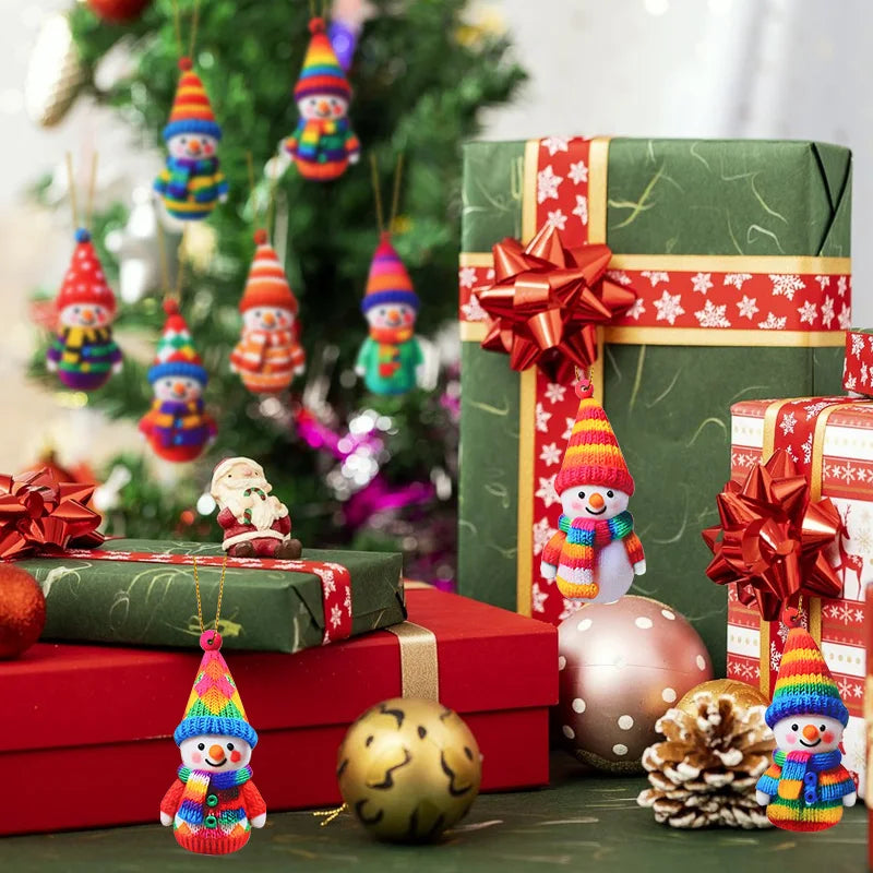16pcs Snowman Wooden Christmas Ornaments – Xmas & New Year Decor Christmas Tree Ornaments Babs