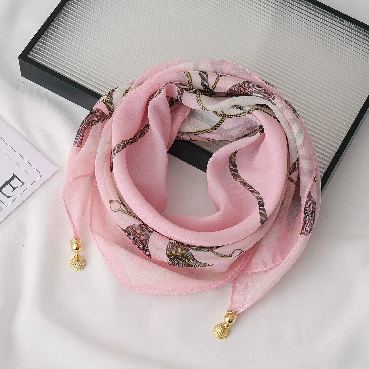 Women's Lightweight Chiffon Satin Scarf – Hair Wrap & Neck Cover Chiffon Satin Scarf Babs Pink