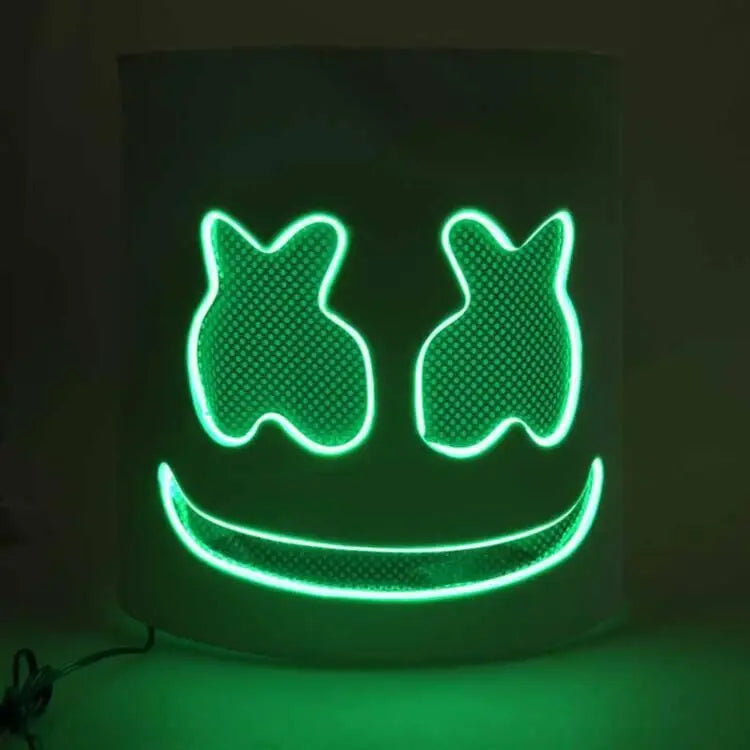 Cotton Candy DJ LED Headgear Mask – Holiday Party Prop LED Costume Mask Babs Fluorescent green