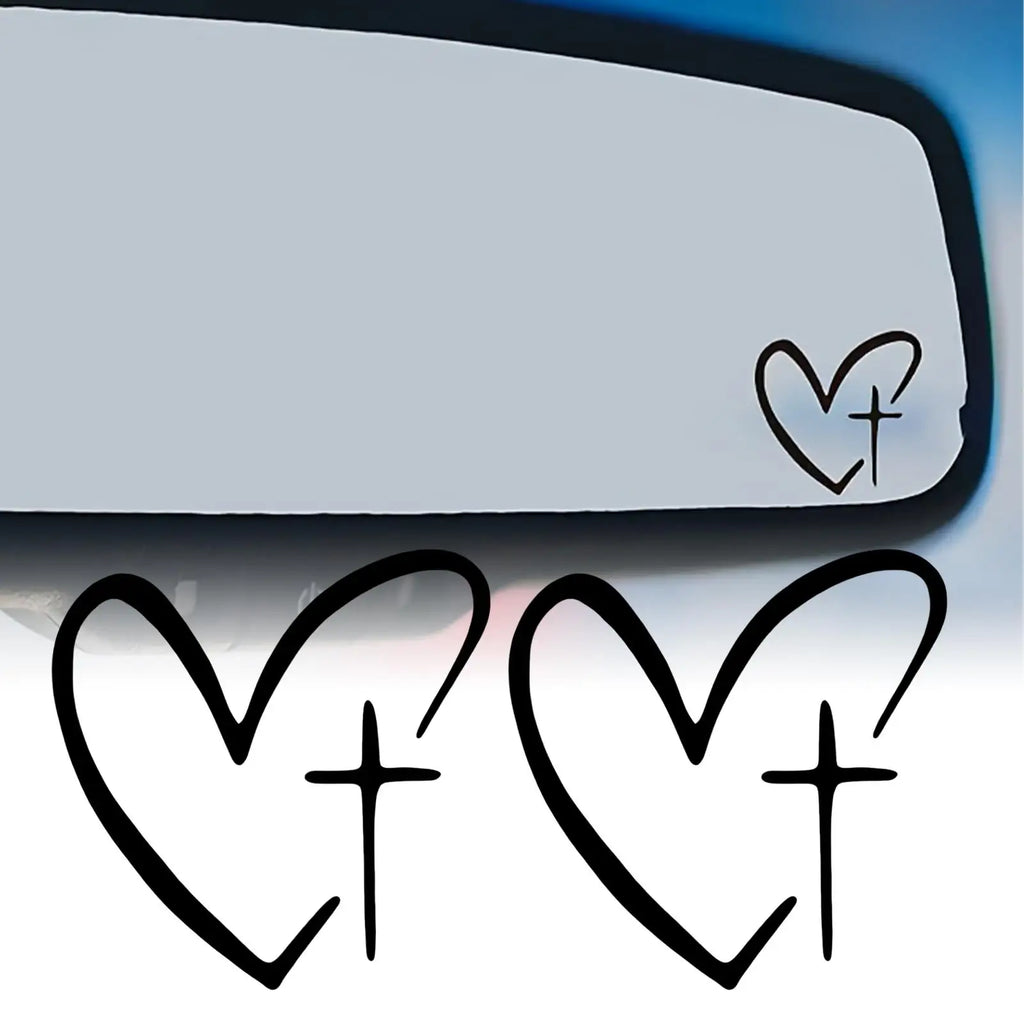2Pcs Heart Pattern Car Mirror Stickers – Waterproof Decals Car Mirror Decal Babs