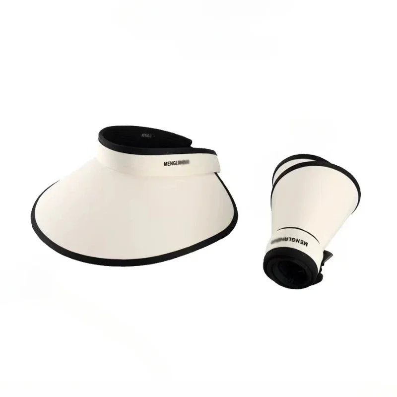 Women's Wide Brim Open-Top UV Sun Visor Hat | Foldable Sun Visor Hat Babs White B