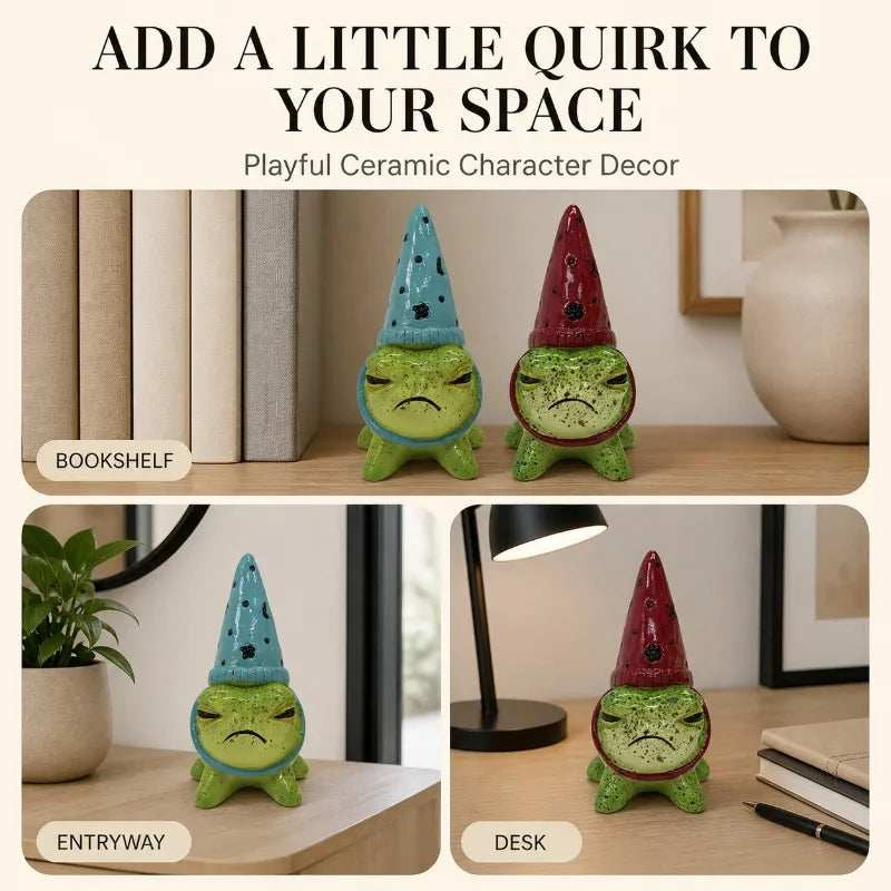 Cute Frog Witch Hat Garden Statue – Hand-Painted Resin Ornament Garden Statue Babs
