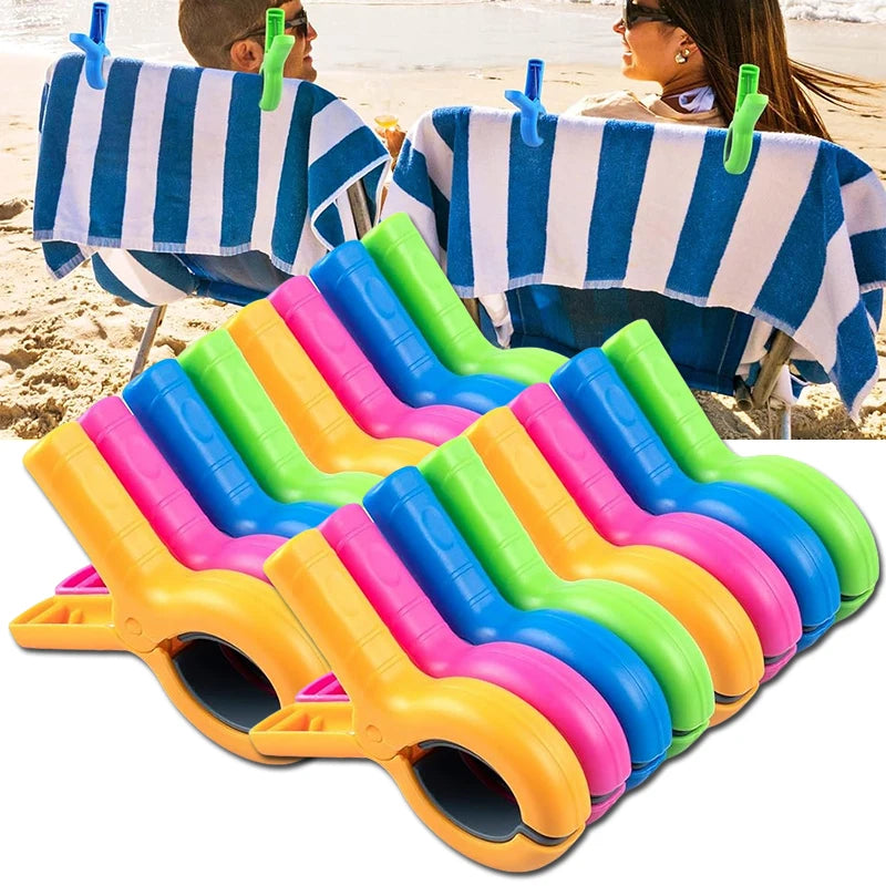 Heavy-Duty Beach Towel Clips 4/8 Pcs + Storage Bag | Windproof Beach Towel Clips Babs