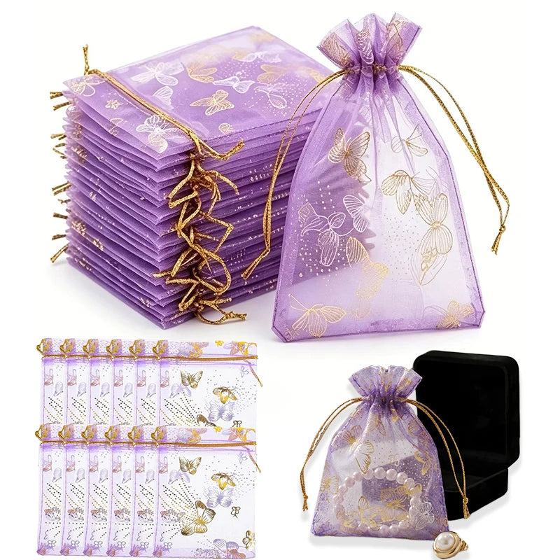 50Pcs Organza Drawstring Gift Bags – Jewelry & Party Pouches Organza Gift Bags Babs
