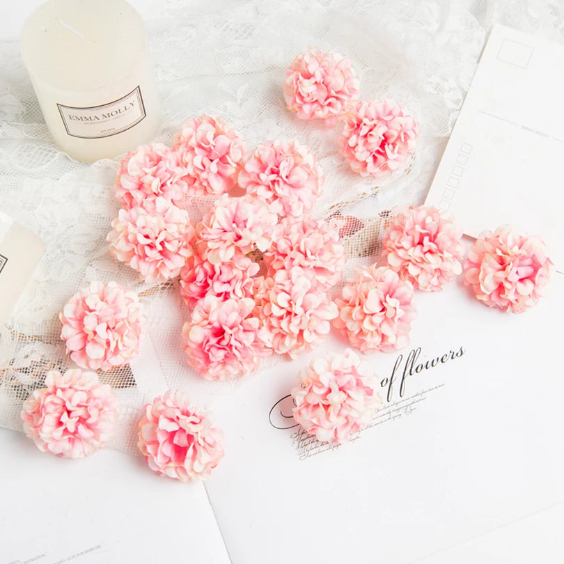 50Pcs Silk Carnation Flower Heads for Wedding & DIY Décor Artificial Flower Heads Babs